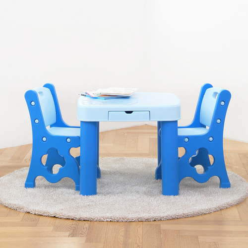 하이지니 보드상판 책상/의자SET(파스텔 블루/책상1개+의자2개)